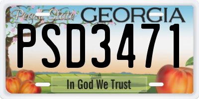 GA license plate PSD3471