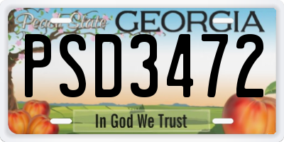 GA license plate PSD3472