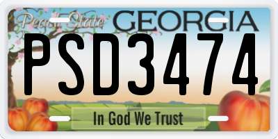 GA license plate PSD3474