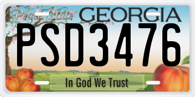GA license plate PSD3476