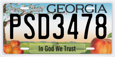 GA license plate PSD3478