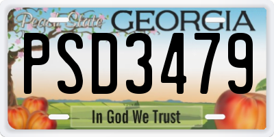 GA license plate PSD3479