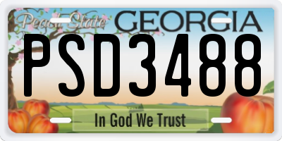 GA license plate PSD3488
