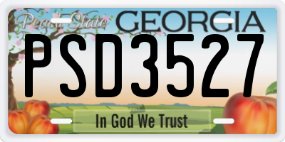 GA license plate PSD3527