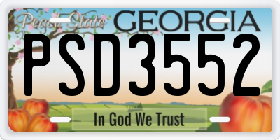 GA license plate PSD3552
