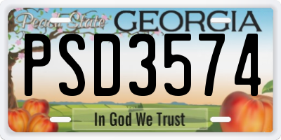 GA license plate PSD3574