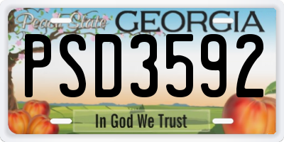 GA license plate PSD3592