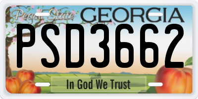 GA license plate PSD3662