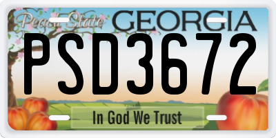 GA license plate PSD3672