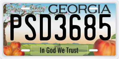 GA license plate PSD3685