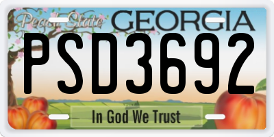 GA license plate PSD3692