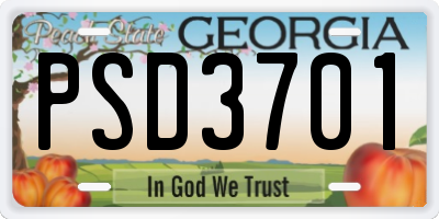 GA license plate PSD3701