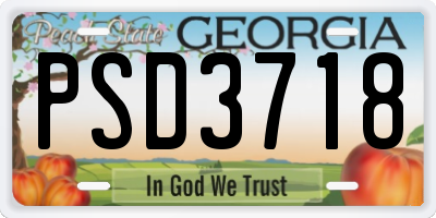 GA license plate PSD3718