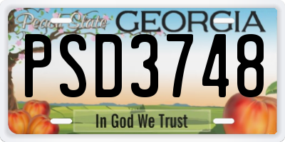 GA license plate PSD3748