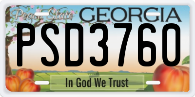 GA license plate PSD3760