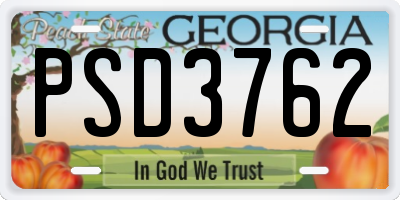 GA license plate PSD3762