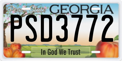 GA license plate PSD3772
