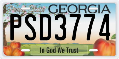 GA license plate PSD3774