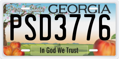 GA license plate PSD3776