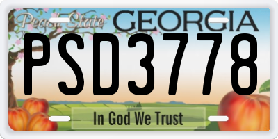 GA license plate PSD3778