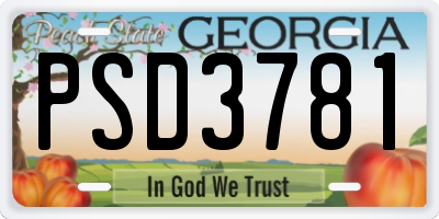 GA license plate PSD3781