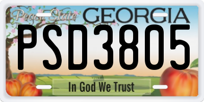 GA license plate PSD3805