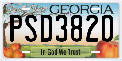 GA license plate PSD3820