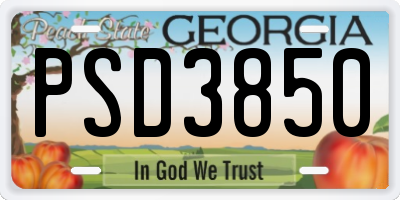 GA license plate PSD3850