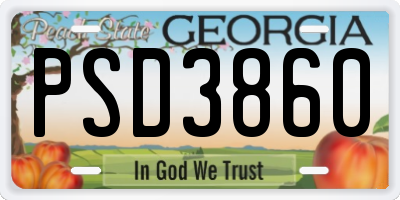 GA license plate PSD3860