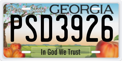 GA license plate PSD3926