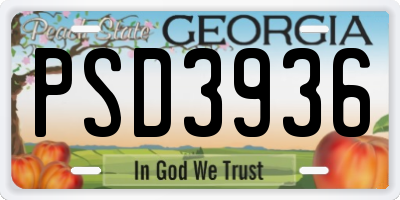 GA license plate PSD3936