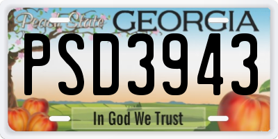 GA license plate PSD3943