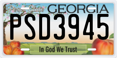 GA license plate PSD3945
