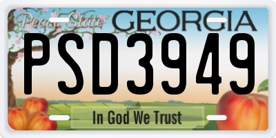 GA license plate PSD3949