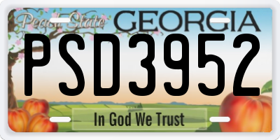 GA license plate PSD3952