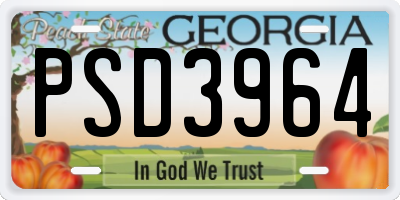 GA license plate PSD3964