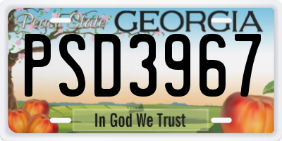 GA license plate PSD3967