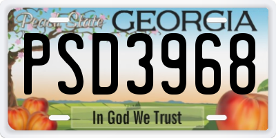 GA license plate PSD3968