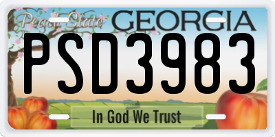 GA license plate PSD3983