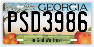 GA license plate PSD3986