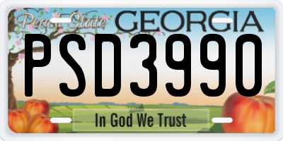 GA license plate PSD3990