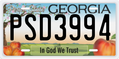 GA license plate PSD3994