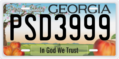 GA license plate PSD3999
