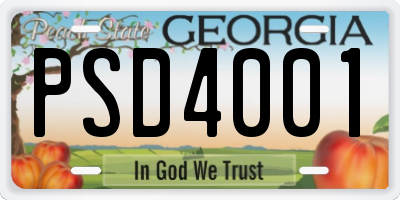 GA license plate PSD4001