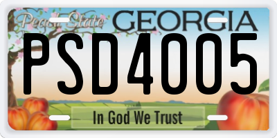 GA license plate PSD4005