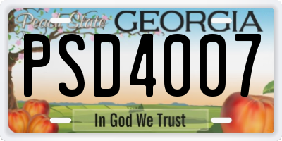 GA license plate PSD4007