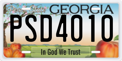 GA license plate PSD4010