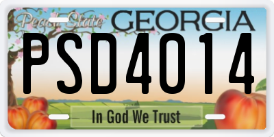 GA license plate PSD4014