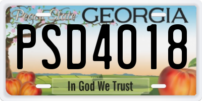 GA license plate PSD4018