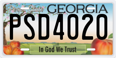 GA license plate PSD4020
